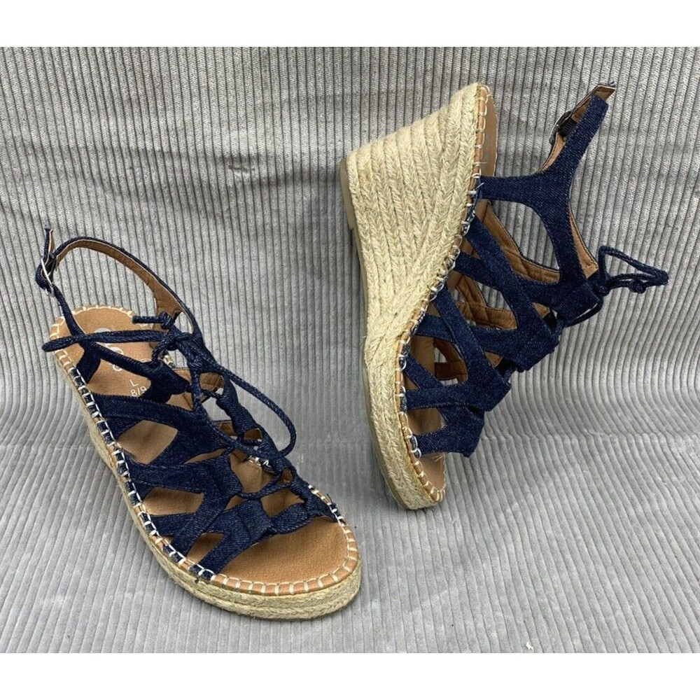 Rue 21 Etc! Wedge Ankle Strap Espadrille Platform Sandal Shoes Women 8/9 Braided